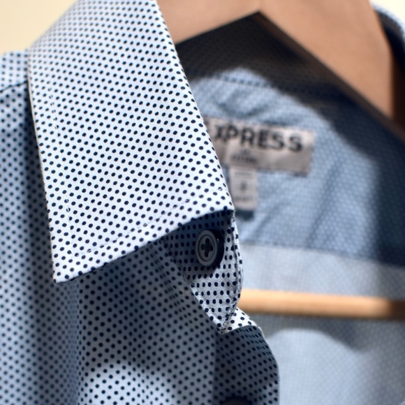 Express Other - Express Men's Button Up, Small, Blue